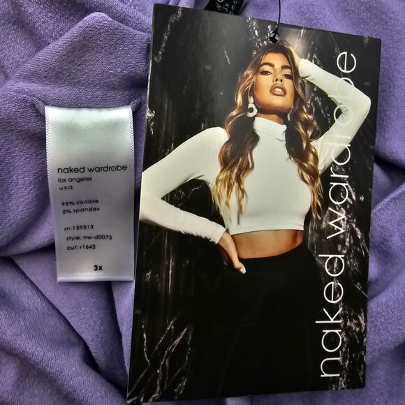 Naked Wardrobe Womans size 3X Side Eye One Shoulder Mini Bodycon Dress Iris NEW - Picture 7 of 8
